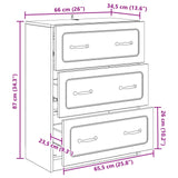 Drawer Cabinet White 66 x 34.5 x 87 cm Engineered Wood