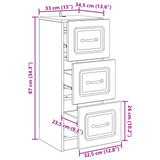 Drawer Cabinet White 33 x 34.5 x 87 cm Engineered Wood