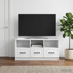 TV Cabinet with Drawer White 102 x 34.5 x 47 cm Engineered Wood