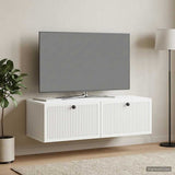 Wall-Mounted TV Cabinet White 98 x 41 x 30 cm Engineered Wood - Top-Down View