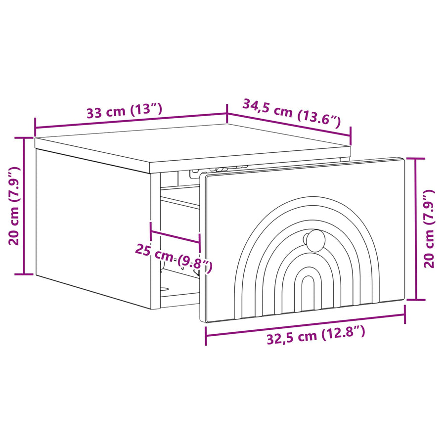 Wall-Mounted Bedside Cabinet White 33 x 34.5 x 20 cm