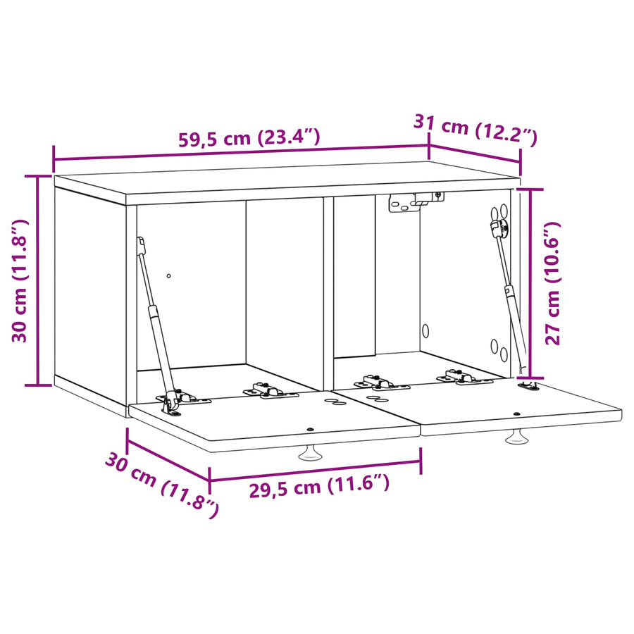 Wall-Mounted TV Cabinet White 59.5 x 31 x 30 cm Engineered Wood