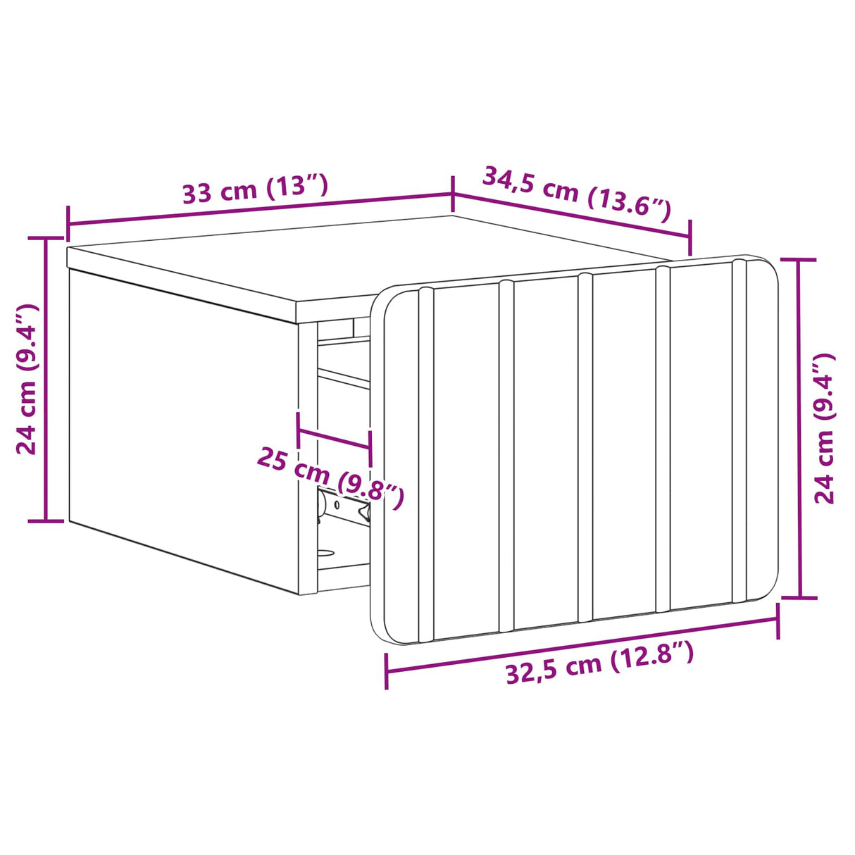 Wall-Mounted Bedside Cabinet White 33 x 34.5 x 24 cm