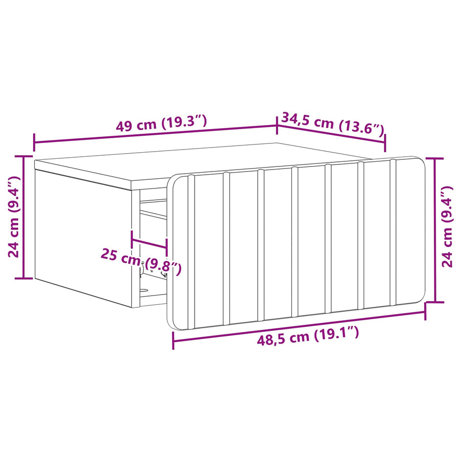 Wall-Mounted Bedside Cabinet White 49 x 34.5 x 24 cm