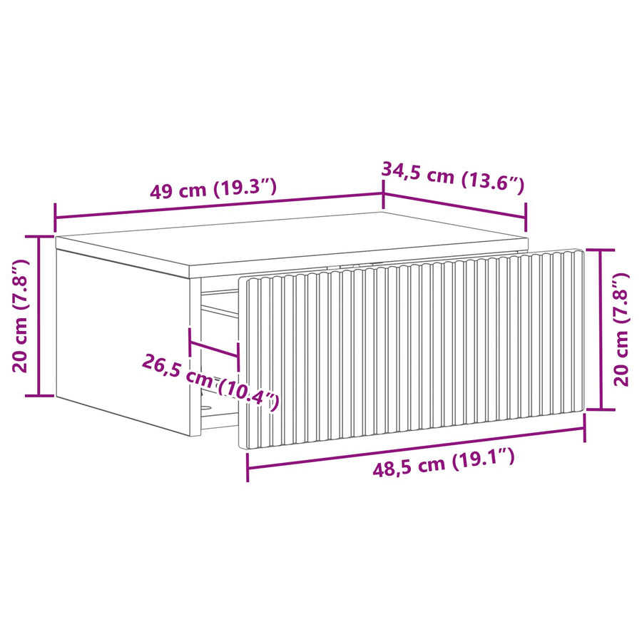 Wall-Mounted Bedside Cabinet White 49 x 34.5 x 20 cm