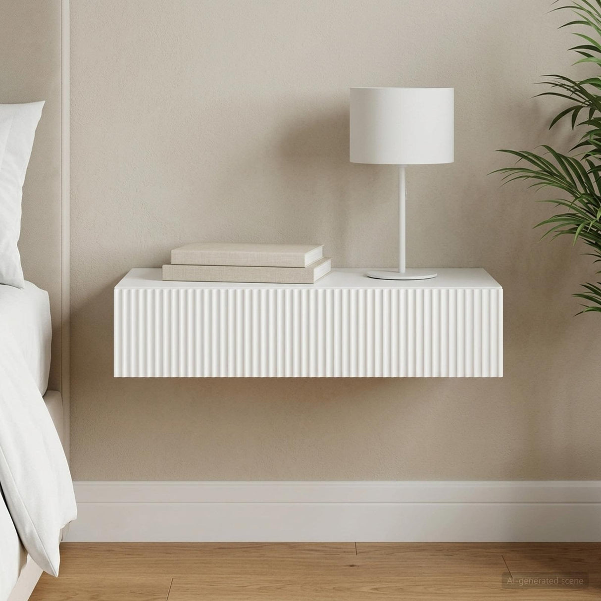 Wall-Mounted Side Table Wall-mounted White 87.5 x 34.5 x 17 cm