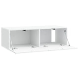 Wall-Mounted TV Cabinet White 98 x 41 x 30 cm Engineered Wood - 45-Degree Angle