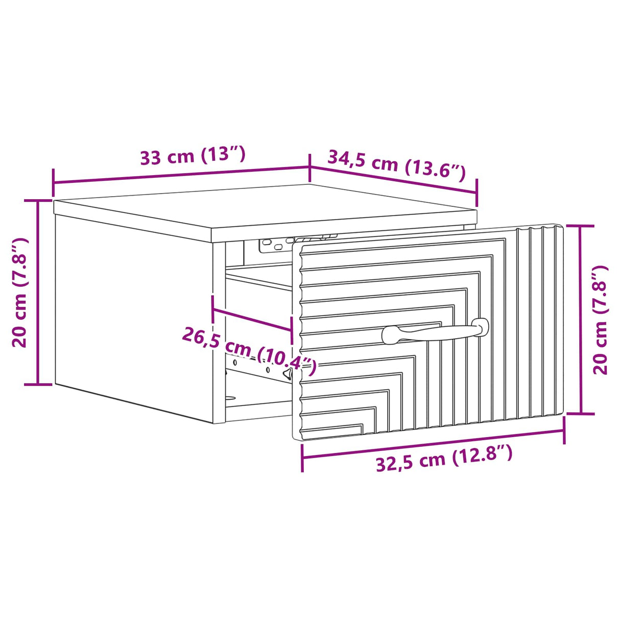 Wall-Mounted Bedside Cabinet White 34.5 x 33 x 20 cm