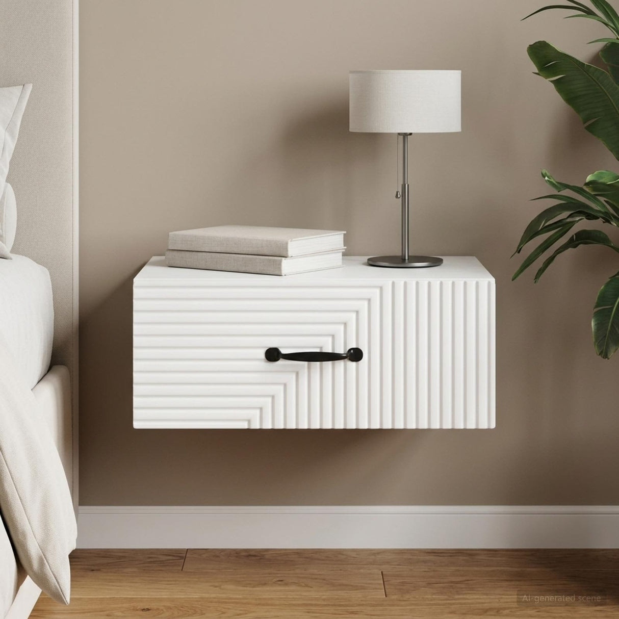 Wall-Mounted Bedside Cabinet White 49 x 34.5 x 20 cm