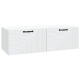 Wall-Mounted TV Cabinet White 98 x 41 x 30 cm Engineered Wood - Front View