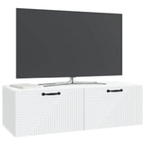 Wall-Mounted TV Cabinet White 98 x 41 x 30 cm Engineered Wood - Side View