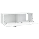 Wall-Mounted TV Cabinet White 98 x 31 x 30 cm Engineered Wood - 45-Degree Angle