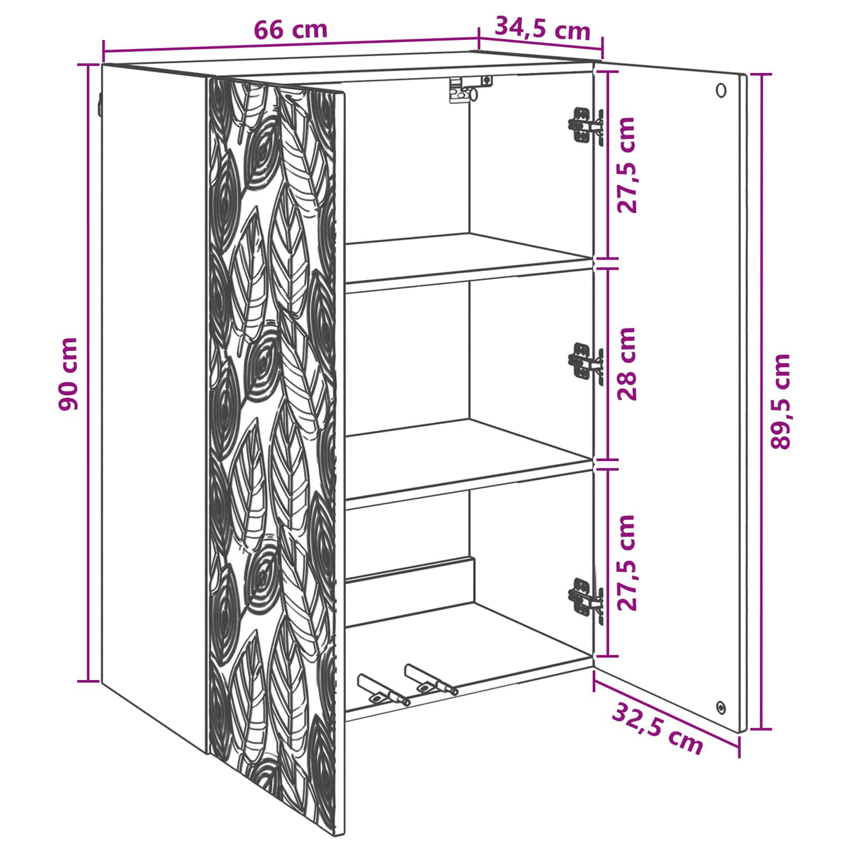 Wall-Mounted Cabinet White 66 x 34.5 x 90 cm Engineered Wood