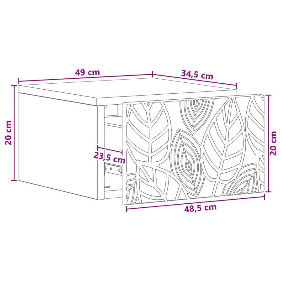 Wall-Mounted Bedside Cabinet White 49 x 34.5 x 20 cm
