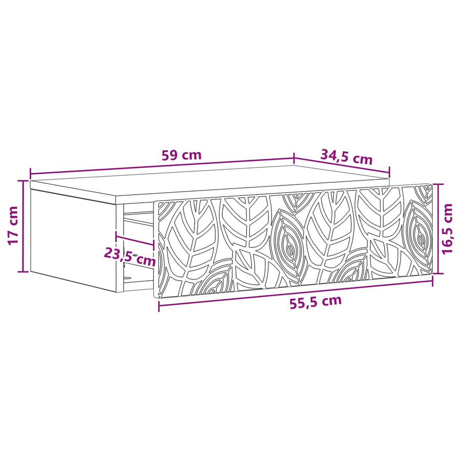 Wall-Mounted Side Table 59 x 34.5 x 17 cm Engineered Wood White