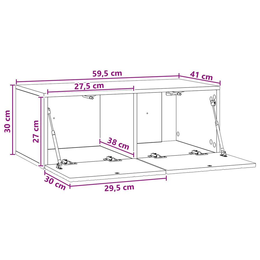 Wall-Mounted TV Cabinet 59.5 x 41 x 30 cm White Engineered Wood