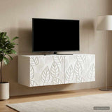 Wall-Mounted TV Cabinet 98 x 31 cm White Engineered Wood - Side View
