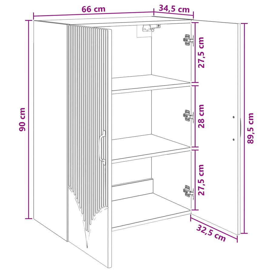 Wall-Mounted Cabinet 66 x 34.5 x 90 cm Engineered Wood White