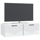 Wall-Mounted TV Cabinet White 98 x 41 x 30 cm Engineered Wood - Side View