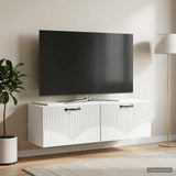 Wall-Mounted TV Cabinet White 98 x 31 x 30 cm Engineered Wood - Top-Down View