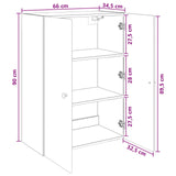Wall-Mounted Cabinet White 66 x 34.5 x 90 cm Engineered Wood - Low Angle