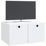 Wall-Mounted TV Cabinet 59.5 x 41 x 30 cm White Engineered Wood - Side View