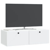 Wall-Mounted TV Cabinet 98 x 41 x 30 cm White Engineered Wood - Side View