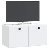 Wall-Mounted TV Cabinet 59.5 x 31 x 30 cm White Engineered Wood - Side View