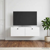 Wall-Mounted TV Cabinet 98 x 31 x 30 cm White Engineered Wood - Top-Down View
