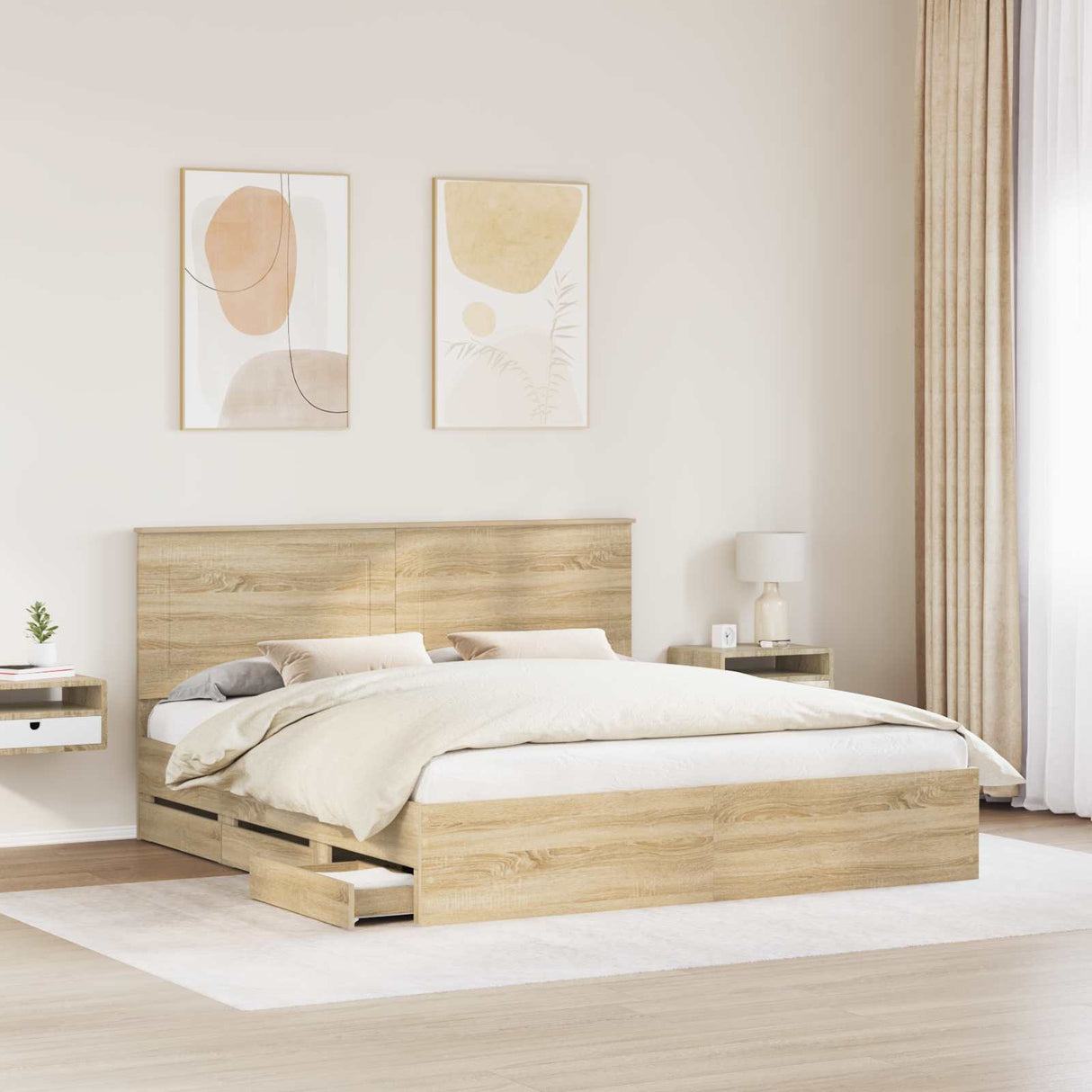 Bed Frame with Drawer Sonoma Oak 180 x 200 cm Engineered Wood
