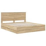 Bed Frame with Drawer Sonoma Oak 180 x 200 cm Engineered Wood
