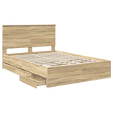 Bed Frame with Drawer Sonoma Oak 150 x 200 cm Engineered Wood - 45-Degree Angle