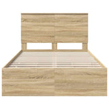 Bed Frame with Drawer Sonoma Oak 135 x 190 cm Engineered Wood - Low Angle