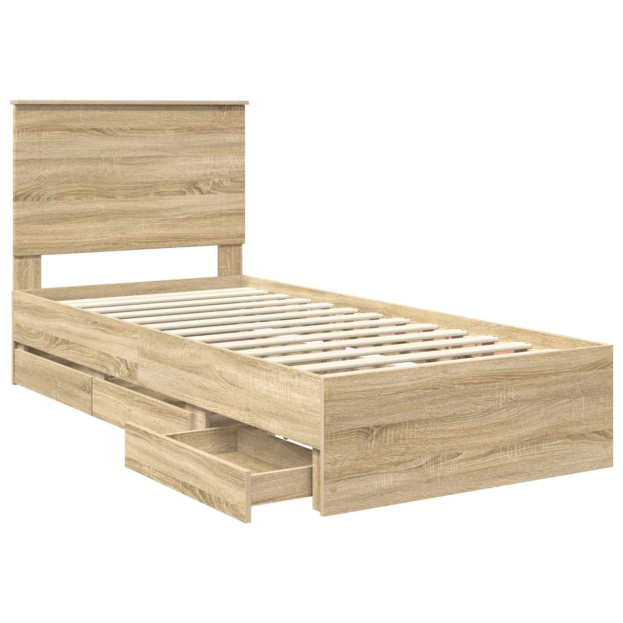 Bed Frame with Drawer Sonoma Oak 90 x 190 cm Engineered Wood