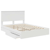 Bed Frame with Drawer Manual White 150 x 200 cm Engineered Wood - 45-Degree Angle