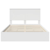 Bed Frame with Drawer Manual White 150 x 200 cm Engineered Wood - Low Angle