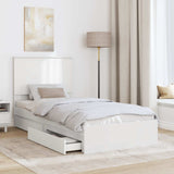 Storage Bed with Headboard White 90 x 190 cm Engineered Wood - Side View