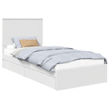 Storage Bed with Headboard White 90 x 190 cm Engineered Wood - Front View