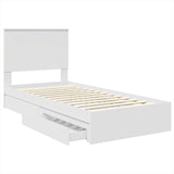 Storage Bed with Headboard White 90 x 190 cm Engineered Wood