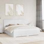 Bed Frame with Drawer White 180 x 200 cm Engineered Wood