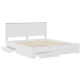 Bed Frame with Headboard White 180 x 200 cm Engineered Wood - 45-Degree Angle