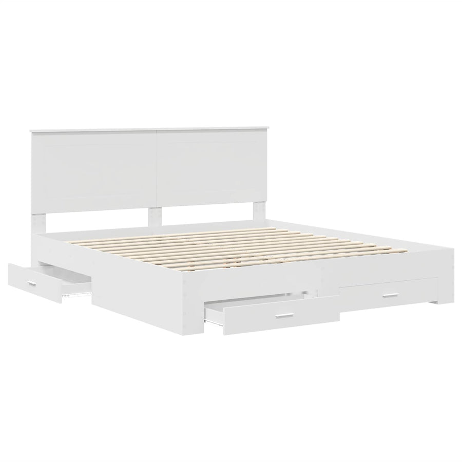 Bed Frame with Drawer White 180 x 200 cm Engineered Wood