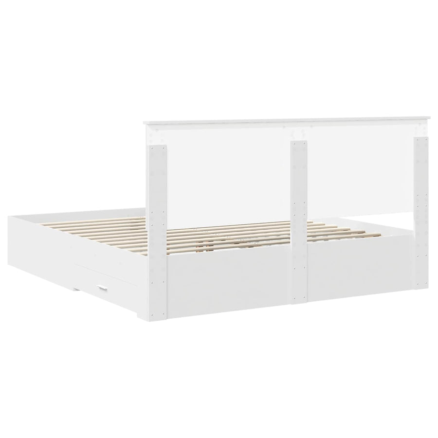 Bed Frame with Drawer White 180 x 200 cm Engineered Wood