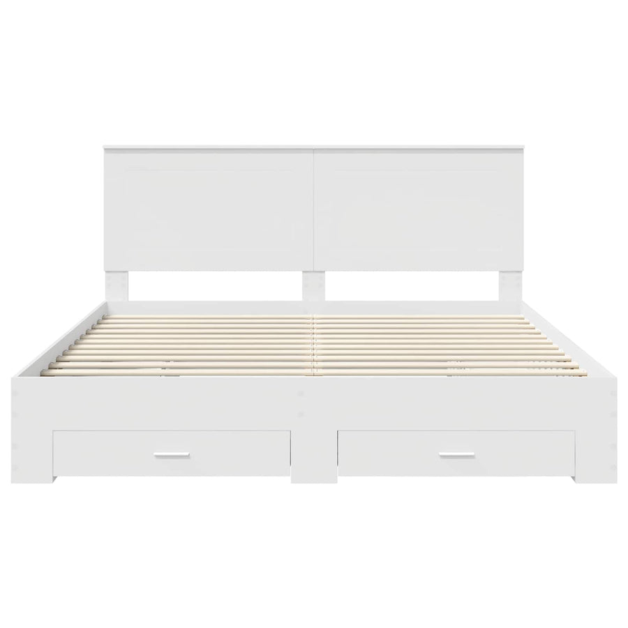 Bed Frame with Drawer White 180 x 200 cm Engineered Wood