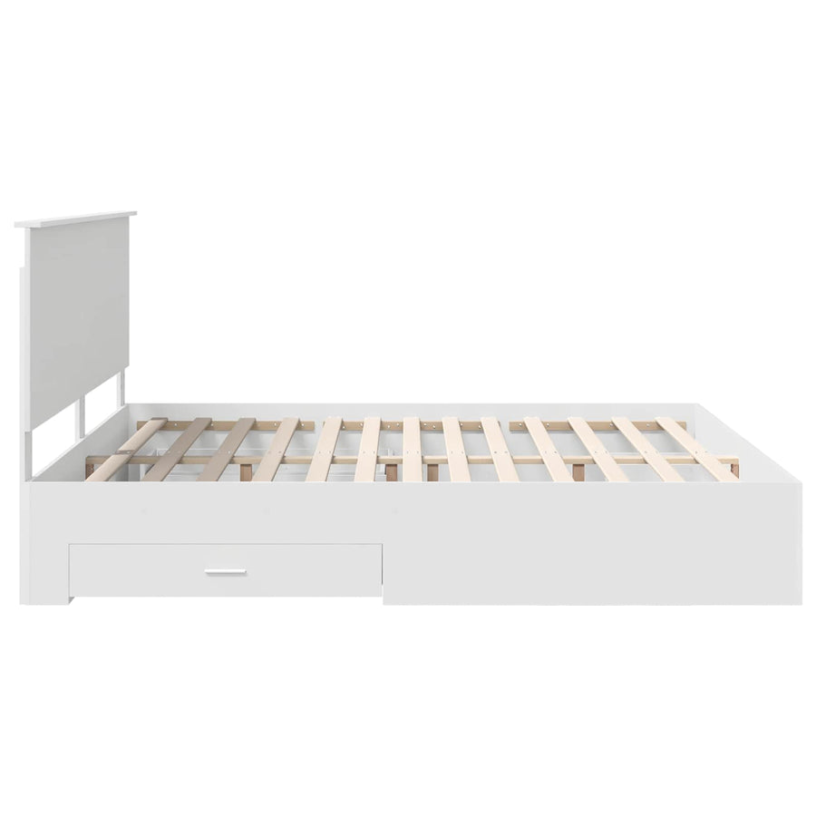Bed Frame with Drawer White 180 x 200 cm Engineered Wood