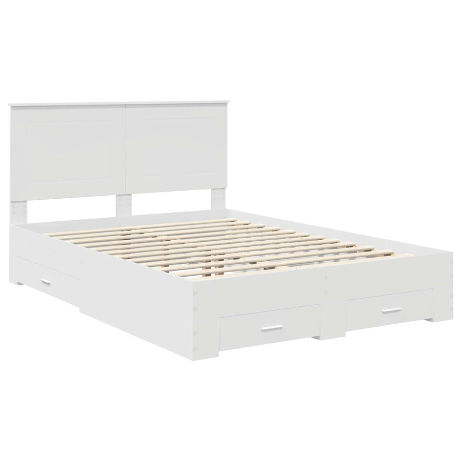 Bed Frame with Drawer White 150 x 200 cm Engineered Wood