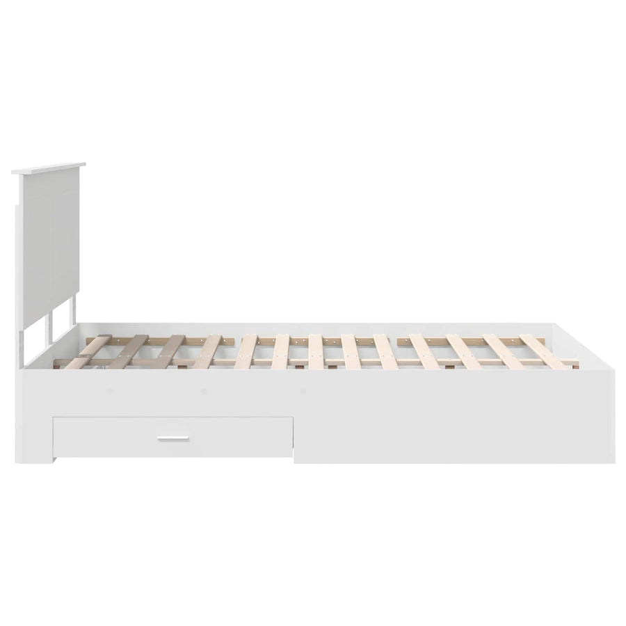 Bed Frame with Drawer White 150 x 200 cm Engineered Wood