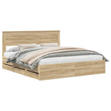 Bed Frame with Drawer Sonoma Oak 180 x 200 cm Engineered Wood - Front View