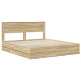Bed Frame with Drawer Sonoma Oak 180 x 200 cm Engineered Wood - Top-Down View