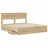 Bed Frame with Drawer Sonoma Oak 180 x 200 cm Engineered Wood - 45-Degree Angle